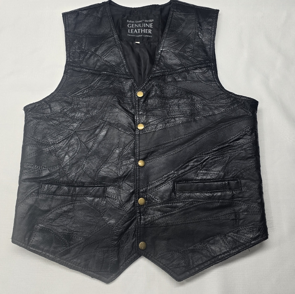 Italian Stone Design  Vintage Leather Button Up Vest Sz M